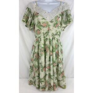 Disney Princess Juniors' Floral Lace Cold-Shoulder Dress Size M